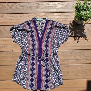 Anthropologie Sugarmint Geometric Tunic Top Tribal Shirt Purple Boho Casual S
